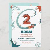 Uitnodiging tweede verjaardag (Voorkant / Achterkant)