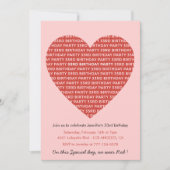 Uitnodiging typografie 33ste verjaardag Rood Roze (Voorkant)
