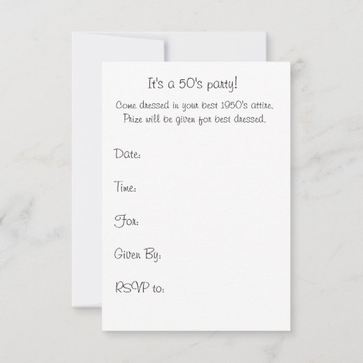 Uitnodiging uit 1950 (Achterkant)