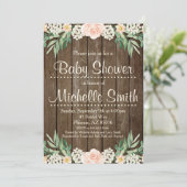 Uitnodiging uit Baby shower, ras, Floral (Staand voorkant)