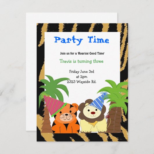Uitnodiging uit te zenden aan de tijger en de heer (Voorkant / Achterkant)