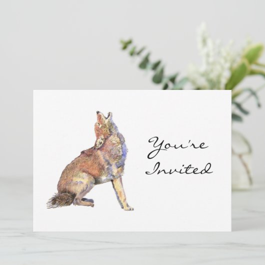 Uitnodiging, Uitnodiging, Coyote, Dier, Wildernis Kaart (Staand voorkant)
