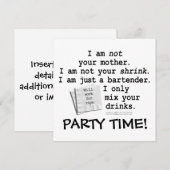 Uitnodiging, Uitnodigingen - IK BEN EEN BARTENDER (Voorkant / Achterkant)
