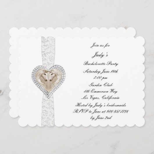 Uitnodiging Unicorn en Lace Bachelorette (Voorkant / Achterkant)