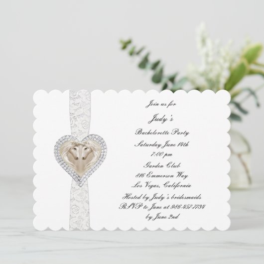 Uitnodiging Unicorn en Lace Bachelorette (Staand voorkant)
