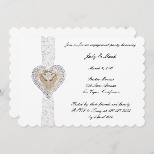 Uitnodiging Unicorn en Lace Engagement Party (Voorkant / Achterkant)