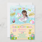 Uitnodiging Unicorn en Mermaid Beach Party (Voorkant)