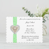 Uitnodiging Unicorn Green Lace Engagement Party (Staand voorkant)