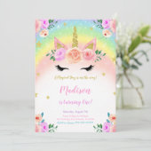 Uitnodiging Unicorn Party (Staand voorkant)
