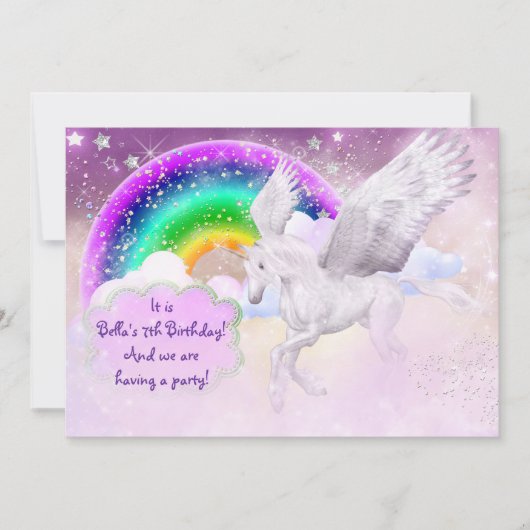 Uitnodiging Unicorn Party (Voorkant)