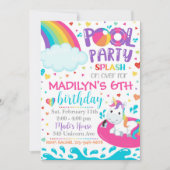 Uitnodiging Unicorn Pool | Pool Party Invite (Voorkant)