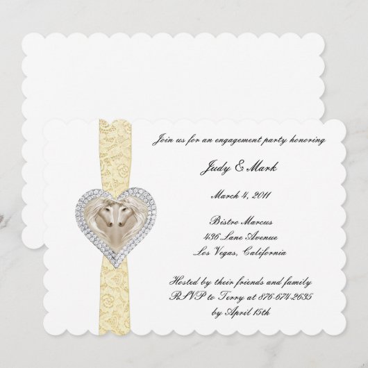 Uitnodiging Unicorn Yellow Lace Engagement Party (Voorkant / Achterkant)