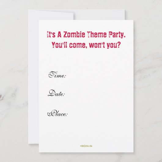 Uitnodiging  Union Jack Zombie Theme Party (Achterkant)