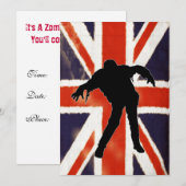 Uitnodiging  Union Jack Zombie Theme Party (Voorkant / Achterkant)
