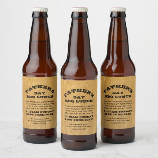 Uitnodiging Vaderdag BBQ Bier Etiket (Flessen)