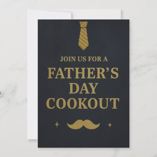 Uitnodiging Vaderdag BBQ | Rustiek Navy&Goud (Voorkant)