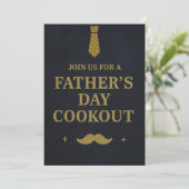 Uitnodiging Vaderdag BBQ | Rustiek Navy&Goud (Staand voorkant)