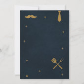 Uitnodiging Vaderdag BBQ | Rustiek Navy&Goud (Achterkant)