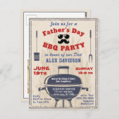 Uitnodiging Vaderdag Foto Vintage BBQ-feest (Voorkant / Achterkant)