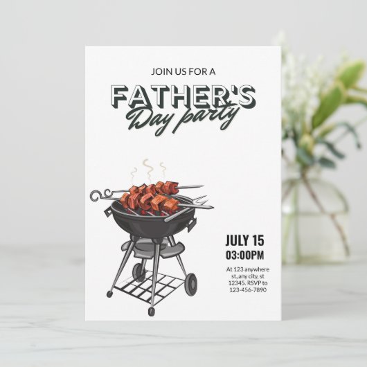 Uitnodiging Vaderdag Grillfeest, BBQ-feest (Staand voorkant)
