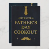 Uitnodiging Vaderdag Kookfeest | Rustiek Navy&Goud (Voorkant / Achterkant)