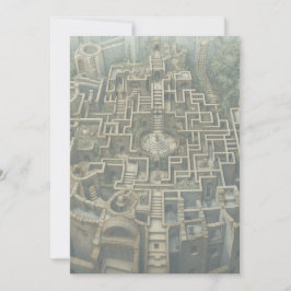 Uitnodiging / Vakantie Kaart - LABYRINTH (mos groe