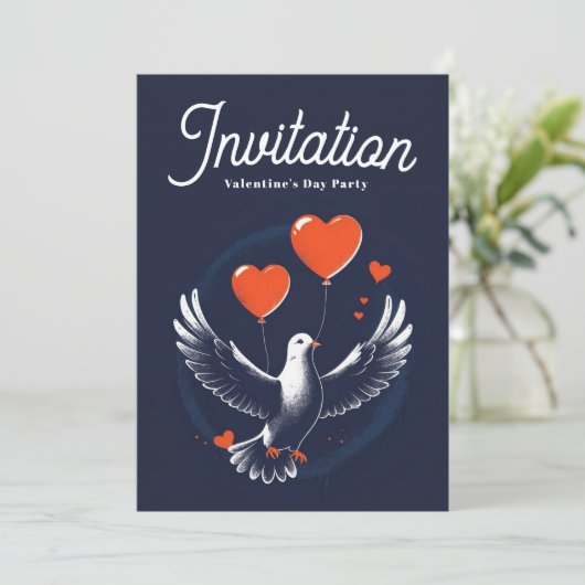 Uitnodiging Valentijnsdag Party met QR-code (Staand voorkant)