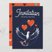 Uitnodiging Valentijnsdag Party met QR-code (Voorkant / Achterkant)