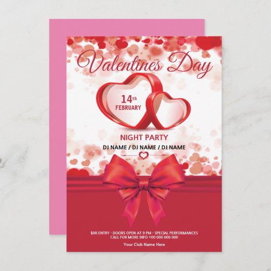 Uitnodiging Valentijnse partij (Voorkant / Achterkant)