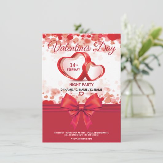 Uitnodiging Valentijnse partij (Staand voorkant)