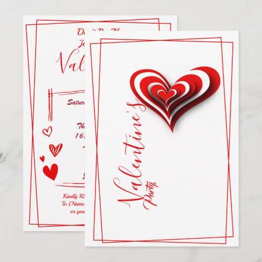 Uitnodiging Valentijnse partij (Voorkant / Achterkant)