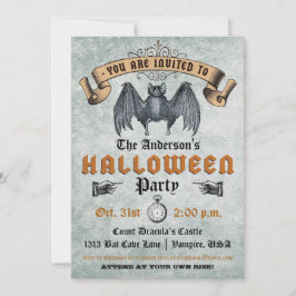  uitnodiging Vampire Bat Halloween
