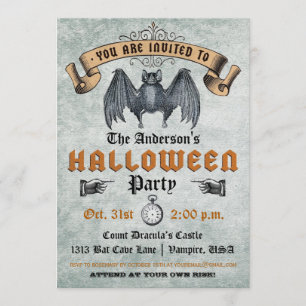 uitnodiging Vampire Bat Halloween
