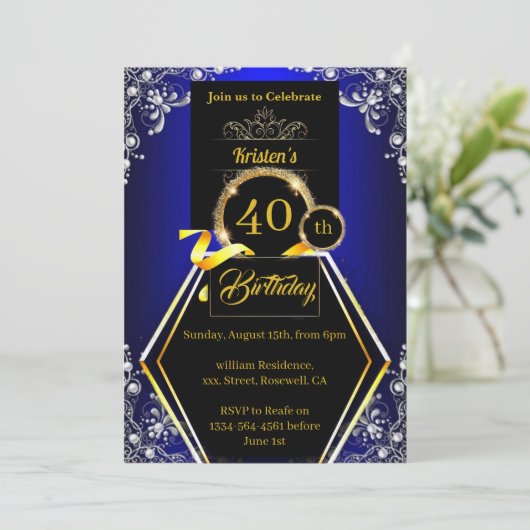 uitnodiging van 40e verjaardag (Staand voorkant)