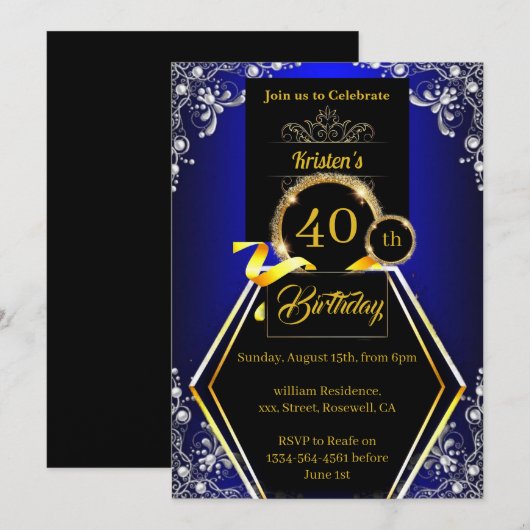  uitnodiging van 40e verjaardag (Voorkant / Achterkant)
