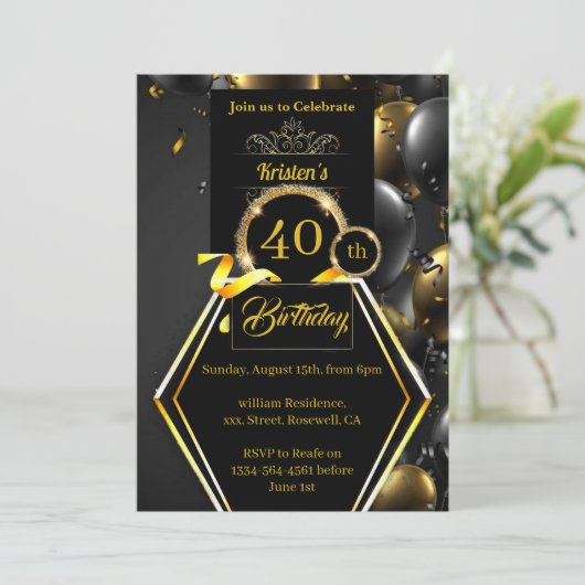 uitnodiging van 40e verjaardag (Staand voorkant)