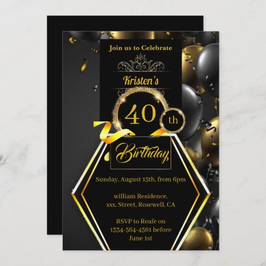 uitnodiging van 40e verjaardag (Voorkant / Achterkant)