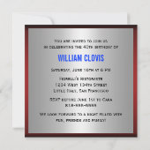 Uitnodiging van 40e verjaardag - Red Silver Blue (Achterkant)