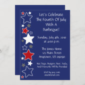 uitnodiging van 4 juli (rode witte en blauwe sterr (Voorkant / Achterkant)