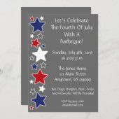 uitnodiging van 4 juli (rode witte en blauwe sterr (Voorkant / Achterkant)