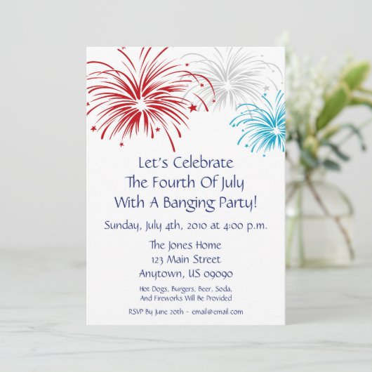 uitnodiging van 4 juli (Star Spangled Fireworks) (Staand voorkant)