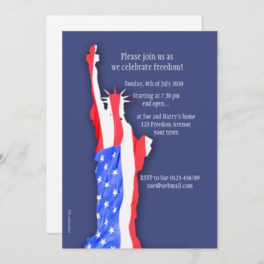 uitnodiging van 4 juli , vrijheidsbeeld (Voorkant / Achterkant)