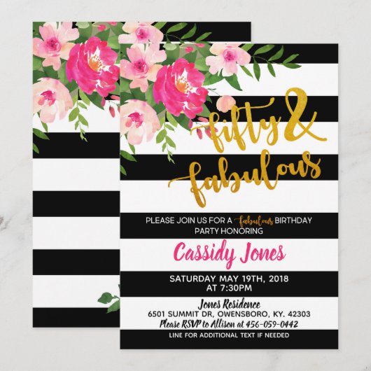 Uitnodiging van 50 en 500 dagen om een feestdag te (Voorkant / Achterkant)