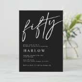 Uitnodiging van 50 zwarte en Witte verjaardag (Staand voorkant)