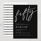 Uitnodiging van 50 zwarte en Witte verjaardag (Voorkant / Achterkant)