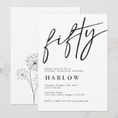 Uitnodiging van 50 zwarte en Witte verjaardag (Voorkant / Achterkant)