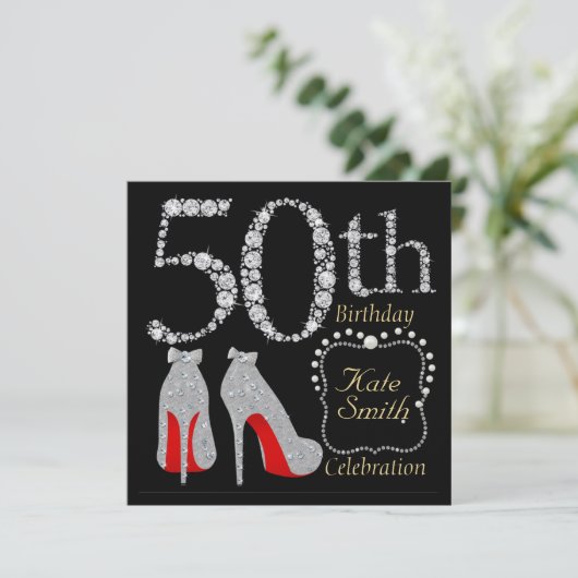 uitnodiging van 50e verjaardag (Staand voorkant)