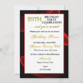 Uitnodiging van 50e verjaardag - Zwart/rood zwenke (Achterkant)