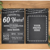 Uitnodiging van 60e verjaardag - Zwart-wit - Cheer