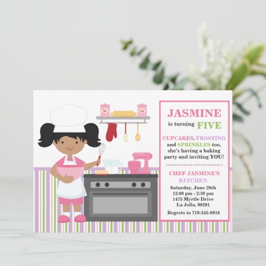 Uitnodiging van Afrikaanse Amerikaanse Baking Birt (Staand voorkant)